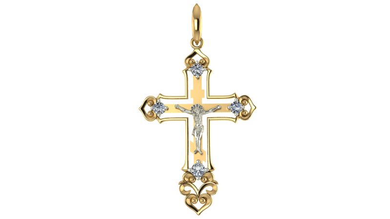 Крест из золота с фианитом