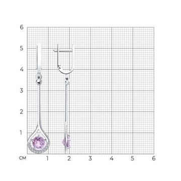 Серьги из серебра с Аметистом и фианитом