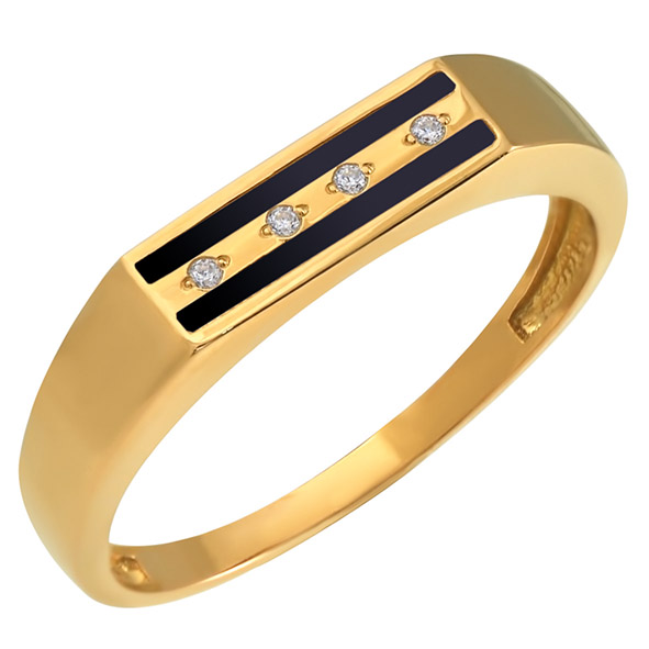 Кольцо из золота с эмалью и фианитом