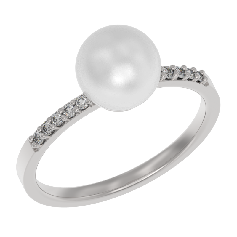 Кольцо из серебра с жемчугом и фианитом